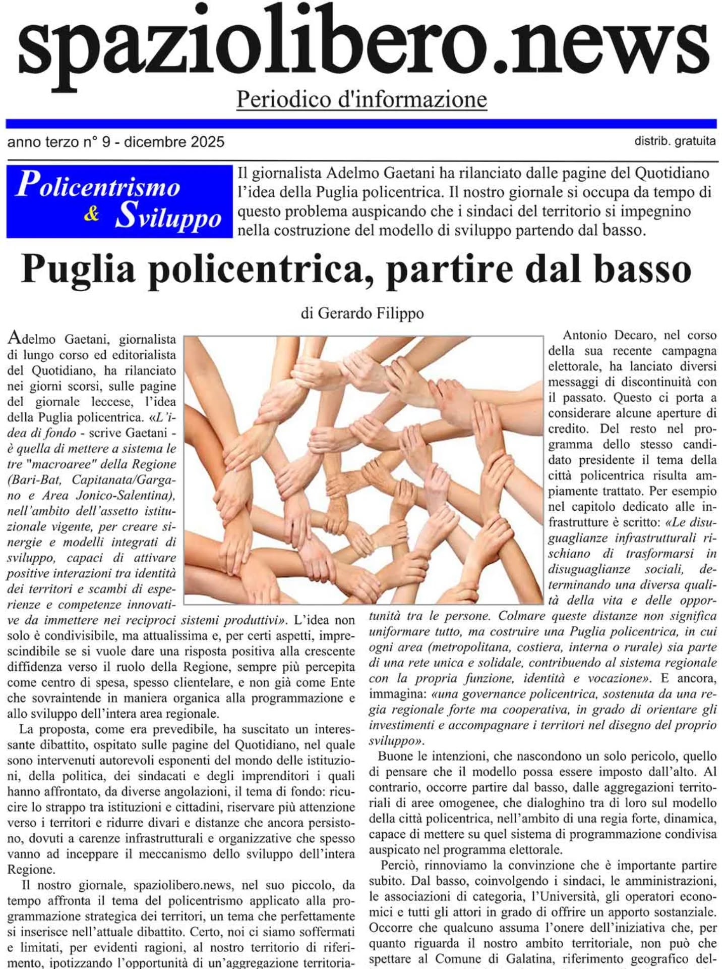 E’ ONLINE IL NUMERO DI DICEMBRE 2025
>>> Vai su spaziolibero.news e scarica la tua copia digitale gratuita!